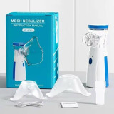 Portable Handheld Mesh Nebulizer Machine | Cool Mist Inhaler for Cold & Cough | Personal Nebulizer for Adults & Kids with 2 Masks, 1 Mouthpiece & USB (White)