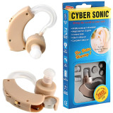 Smallest High-Power BTE Advanced Cyber Sonic Hearing Aid | 6-Level Volume Control Digital Ear Amplifier for Seniors & Hearing Support (Beige)