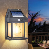 New Exterior Wall Lights Wireless Motion Sensor Solar Lantern with 3 Lighting Modes | Solar Powered Warm Light Outdoor Wall Lamp for Garden, Patio, Yard & Courtyard (Waterproof, Black)