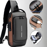 Waterproof Polyester Slim Unisex Crossbody Sling Bag Chest Anti-Theft Backpack for Men & Women | Shoulder Bag | Travel Handbag with Hard Shell Password Lock | Crossbody Backpack for Hiking, Cycling, Travel (Black)