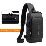 Waterproof Polyester Slim Unisex Crossbody Sling Bag Chest Anti-Theft Backpack for Men & Women | Shoulder Bag | Travel Handbag with Hard Shell Password Lock | Crossbody Backpack for Hiking, Cycling, Travel (Black)
